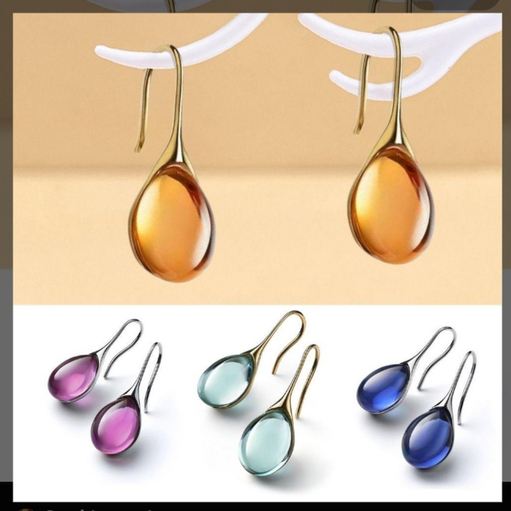 4 Pairs Resin Teardrop Earrings Set